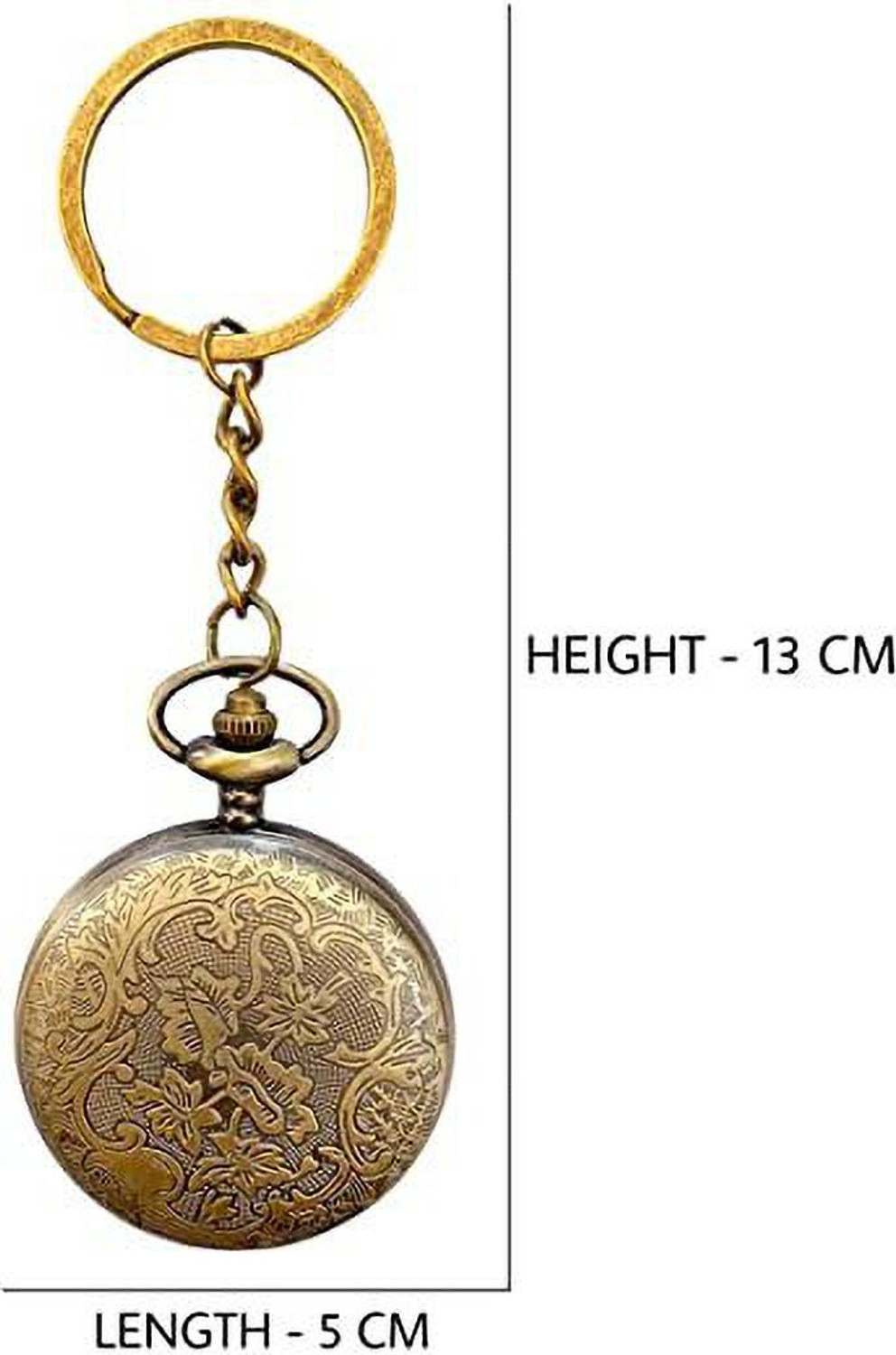 Image of TechBytesRetail KeyWorld Vintage Metal Pocket Watch Keychain, Antique Clock(Vintage Green Stone) 2022-G Metal Keychain, Pocket Watch, KieRing Pocket Watch Chain