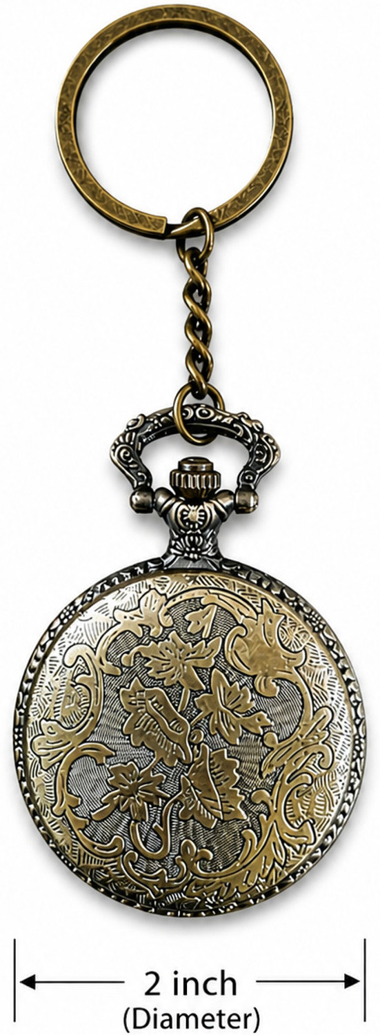 Image of Faraports Vintage tree Encarved Pocket Watch Key Chain FP112 Patina Bronze Pocket Watch Chain