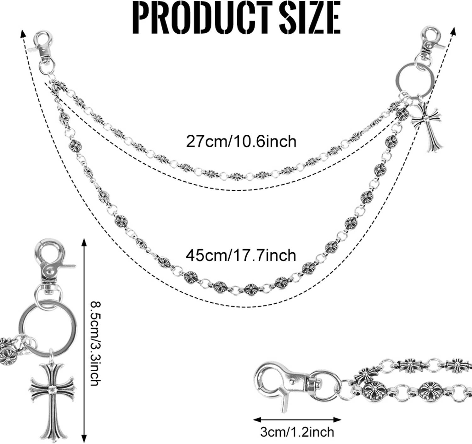 sannidhi Layered Chain for Men Double Cross Wallet Chain - Image 2