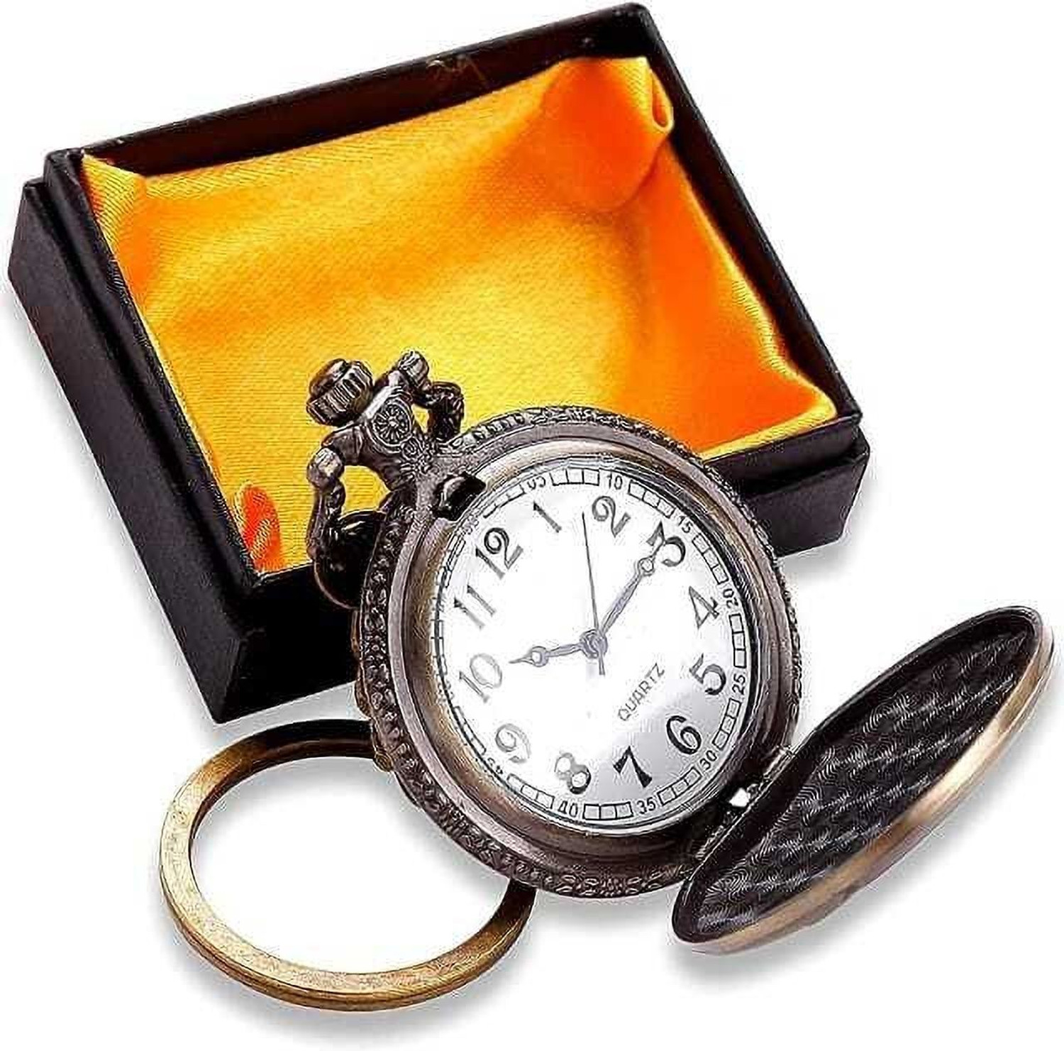 Image of giftiny VINtAGE BIKE Metal Pocket Watch Keychain, Analog Clock Antique Pocket Watch Chain