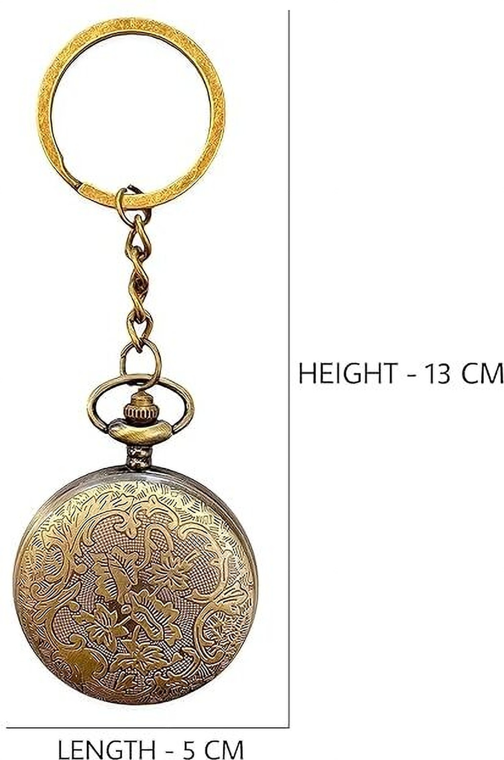 Image of Rishox Antique Style One Piece Quartz Pocket Watch Key chain Gift Collatable Showpiece Round Dial Quartz Unisex Antique Pocket Watch Keychain with Small Box Bronze Metal Bronze Pocket Watch Chain