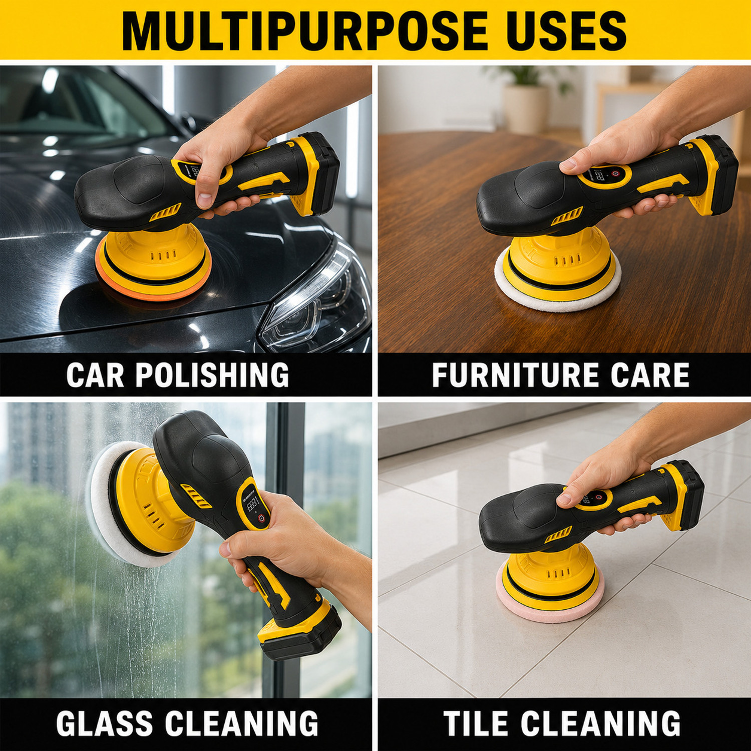 Image of OKASTA Cordless Polisher Machine 6 Variable Speed 2800-5500 RPM | Rechargeable Li-ion Battery Vehicle Polisher (5 inch)