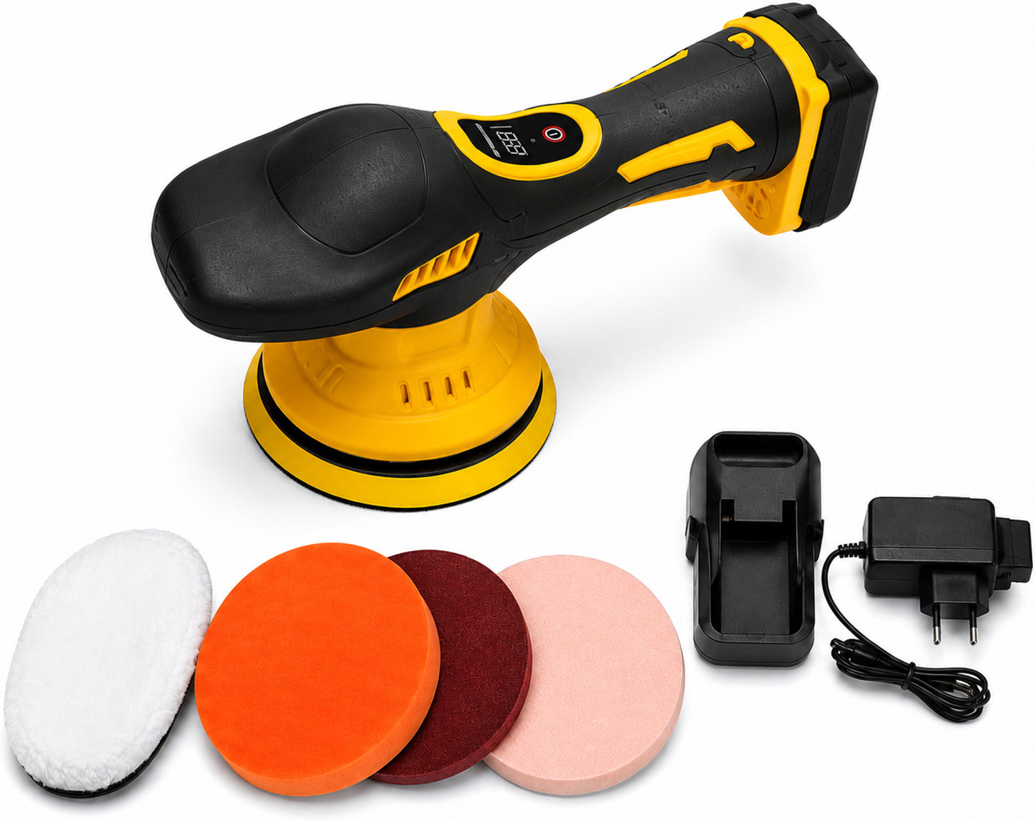 Image of OKASTA Cordless Polisher Machine 6 Variable Speed 2800-5500 RPM | Rechargeable Li-ion Battery Vehicle Polisher (5 inch)