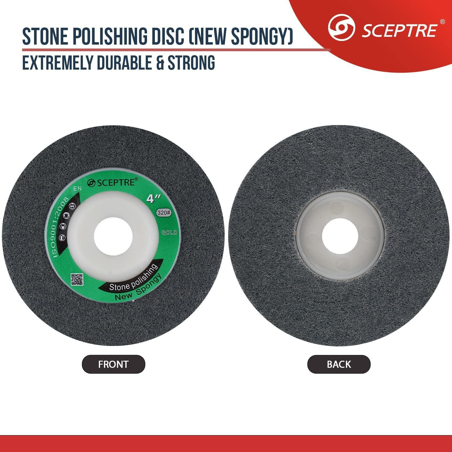 Image of Sceptre GOLD Stone Polishing 4 inch, 100 mm, Max Speed 15200 RPM Wet & Dry Set Polish Pads for Marble, Granite & Stone Polish (Pack of 10) Metal Polisher