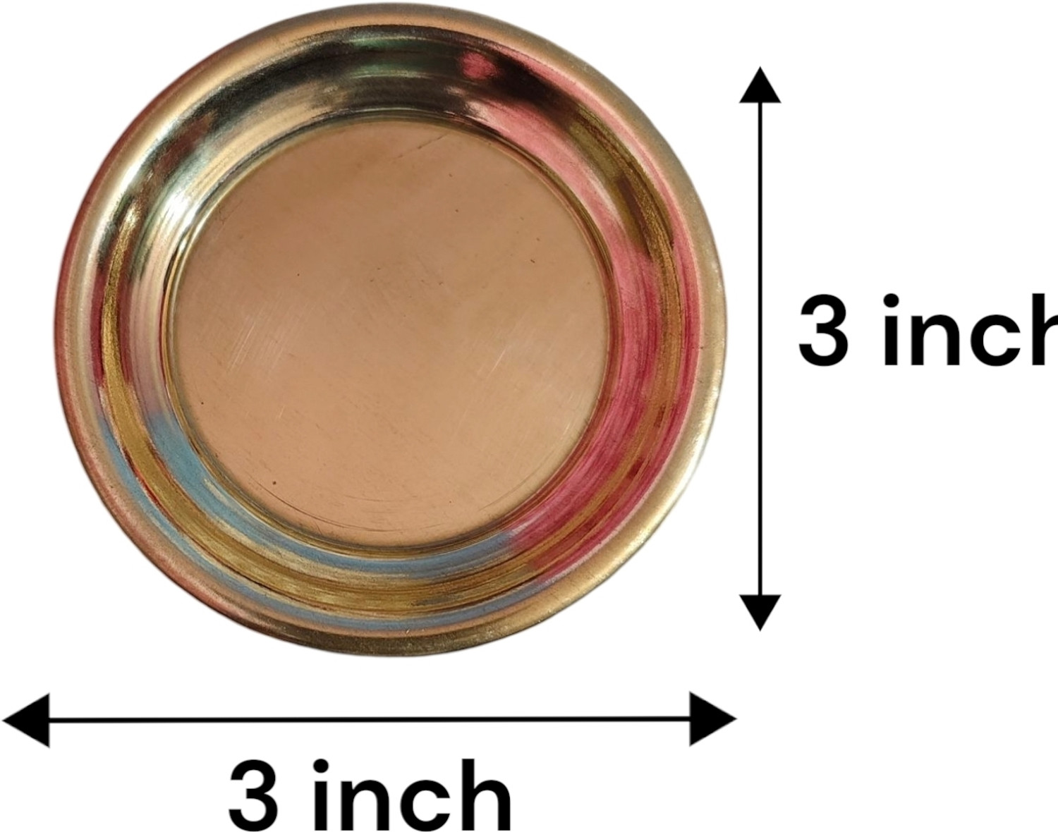 Image of Shreeja Shilpcraft Pure Brass Puja Plates 3 Inch | Pack of 4 | For Deepak Base, Bhog Laddu, Dhop Brass