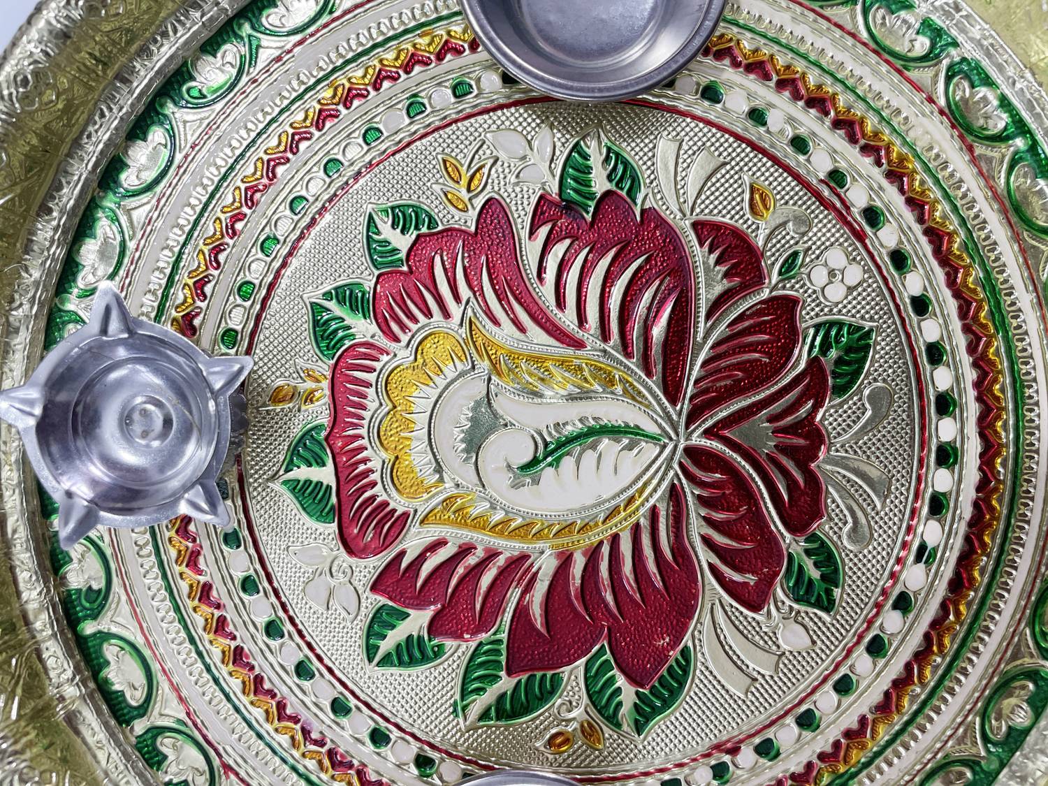 I sonal Stainless Steel Meenakari Pooja Thali - Image 4