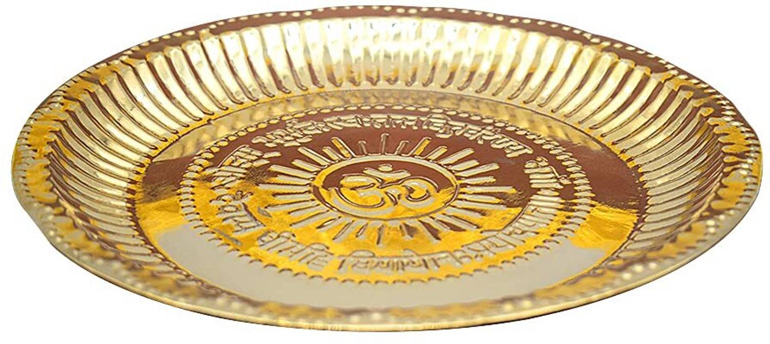 DARIDRA BHANJAN Traditional Handcrafted Ganesh Brass Thali/Aarti Plate for Pooja/Worship Brass