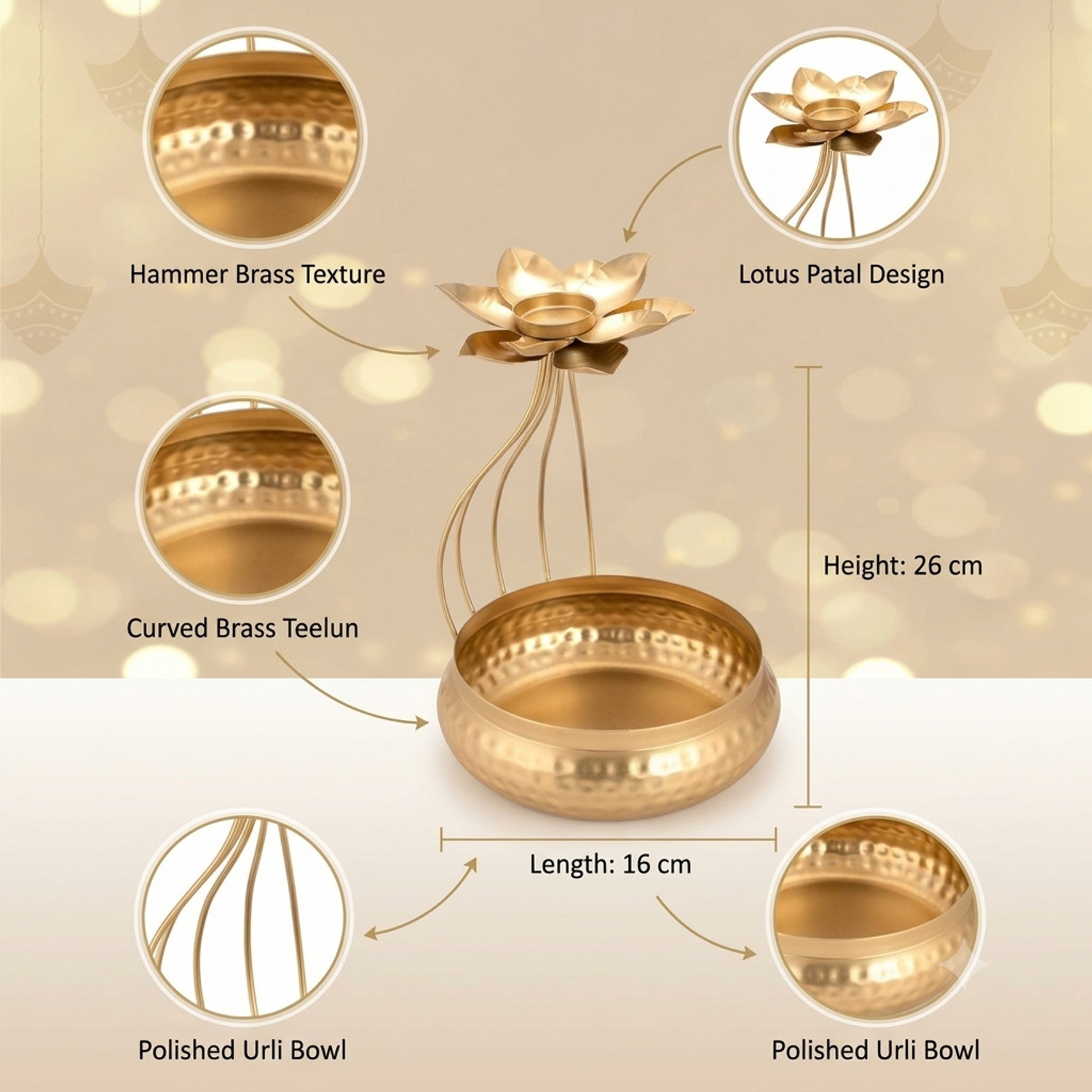 Image of new mgh NMGH- LOTUS URLI GOLD Iron (1 Pieces, Gold)