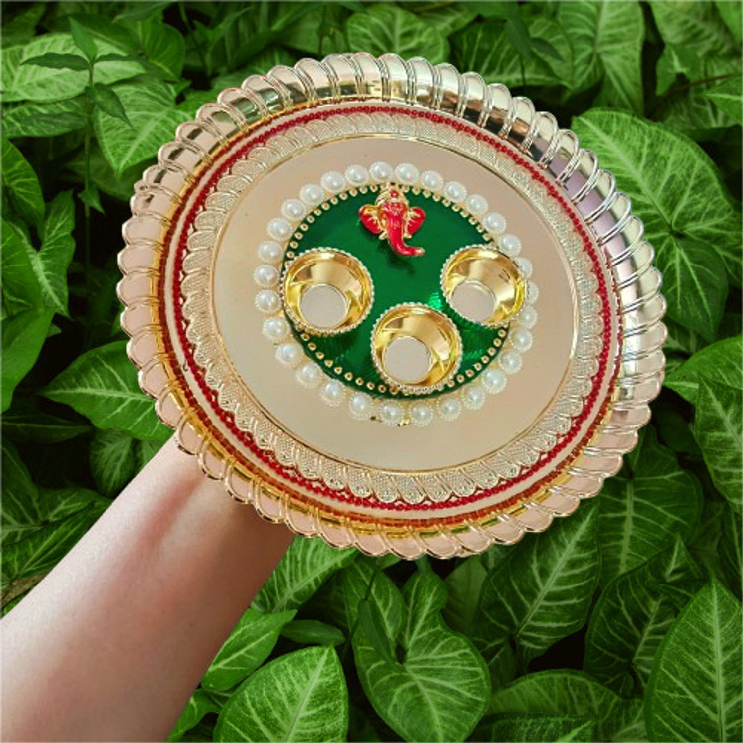 Image of P A HEALTH AND FITNESS Puja Thalposh , Saadi, occasions ,Thalicover ,for thali decoration Wool