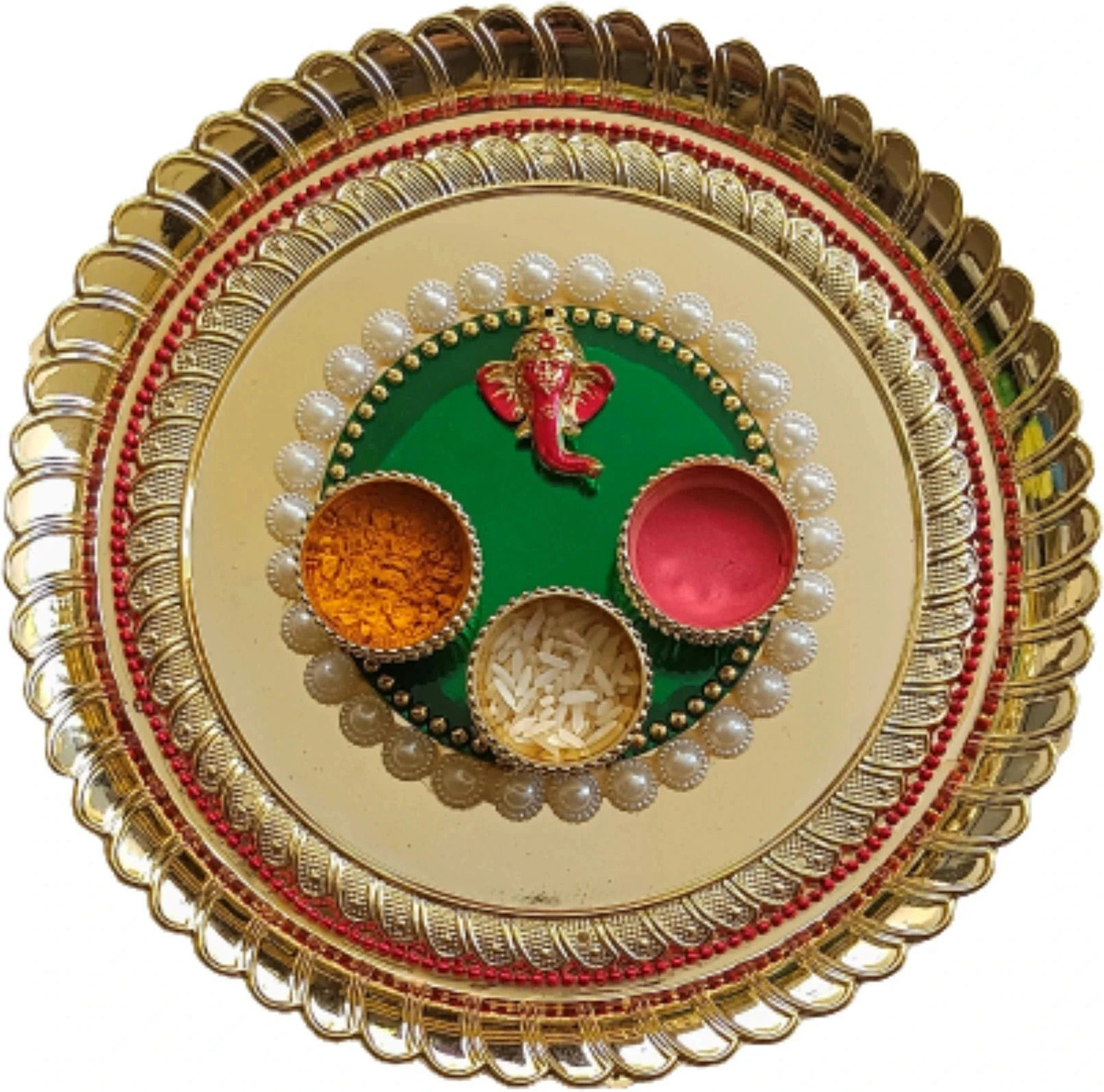Image of P A HEALTH AND FITNESS Puja Thalposh , Saadi, occasions ,Thalicover ,for thali decoration Wool