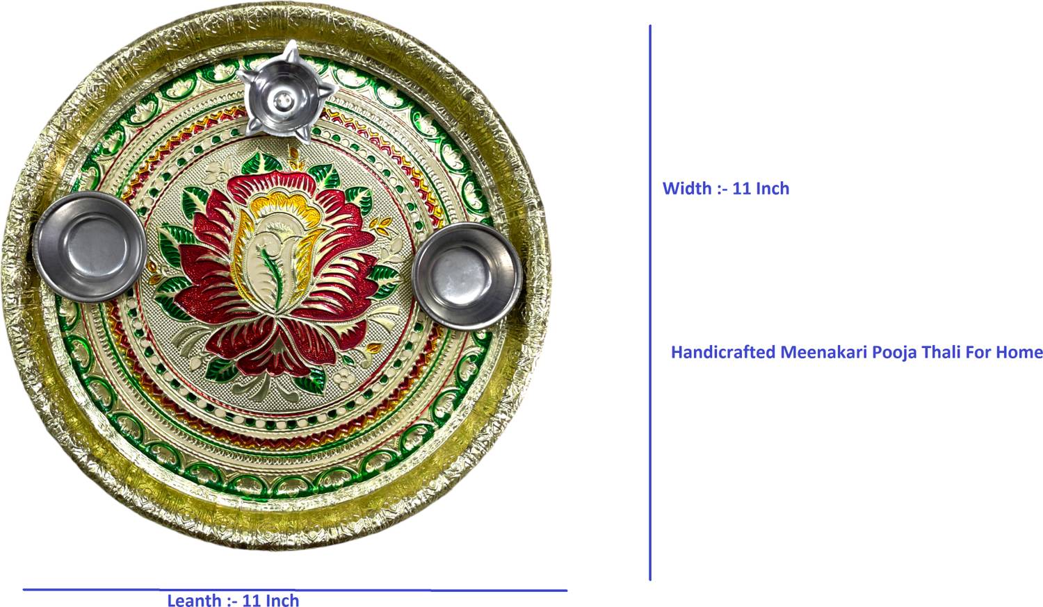 I sonal Stainless Steel Meenakari Pooja Thali - Image 3