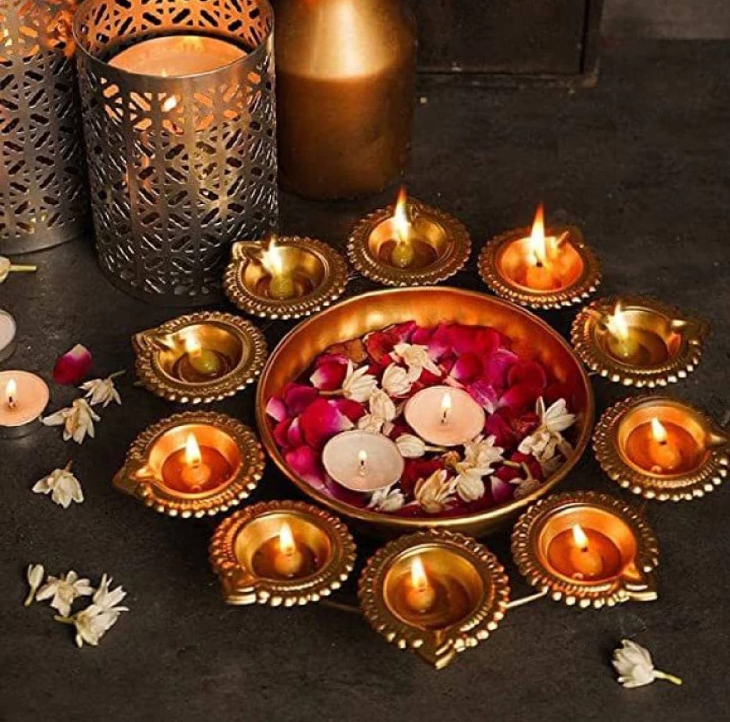 Appraise Home Impex Diyas Desigen Urli Bowl Colour Gold Iron