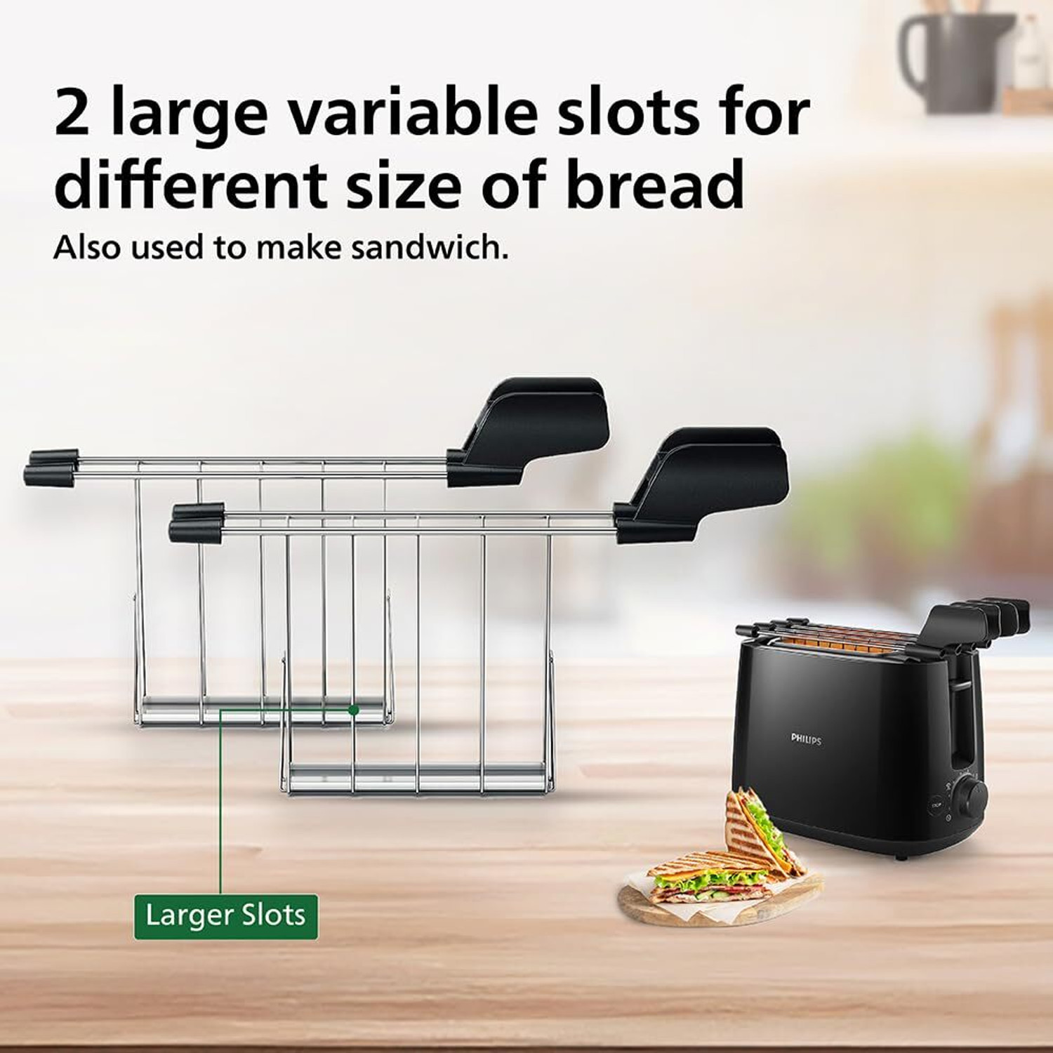 Image of PHILIPS HD25839 600-Watt 2 in 1 - Toaster and Sandwichmaker 600 W Pop Up Toaster
