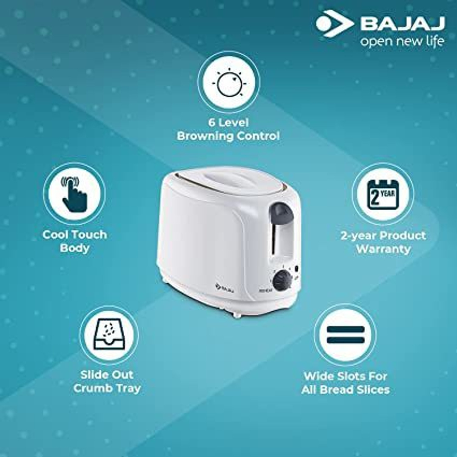 Image of BAJAJ ATX4 750 W Pop Up Toaster