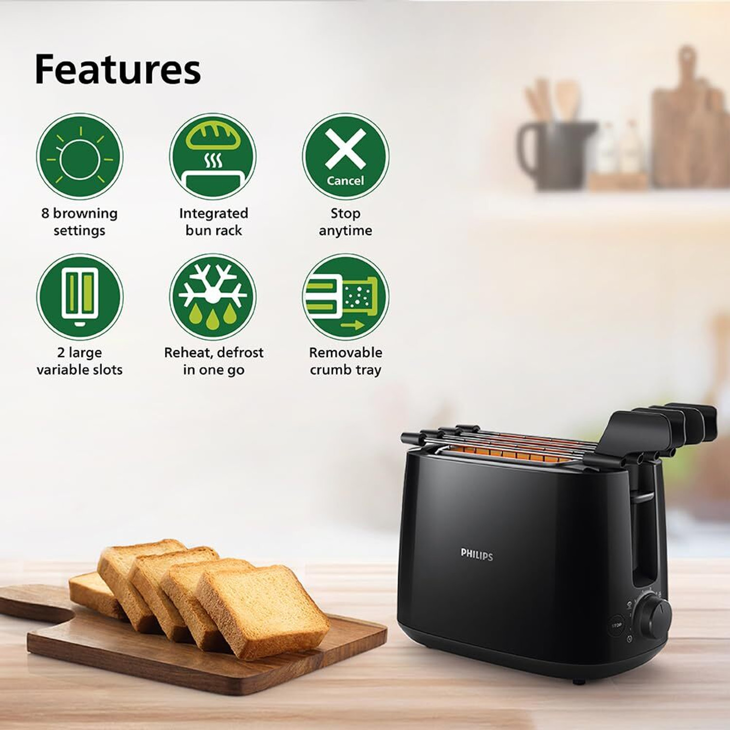 Image of PHILIPS HD25839 600-Watt 2 in 1 - Toaster and Sandwichmaker 600 W Pop Up Toaster