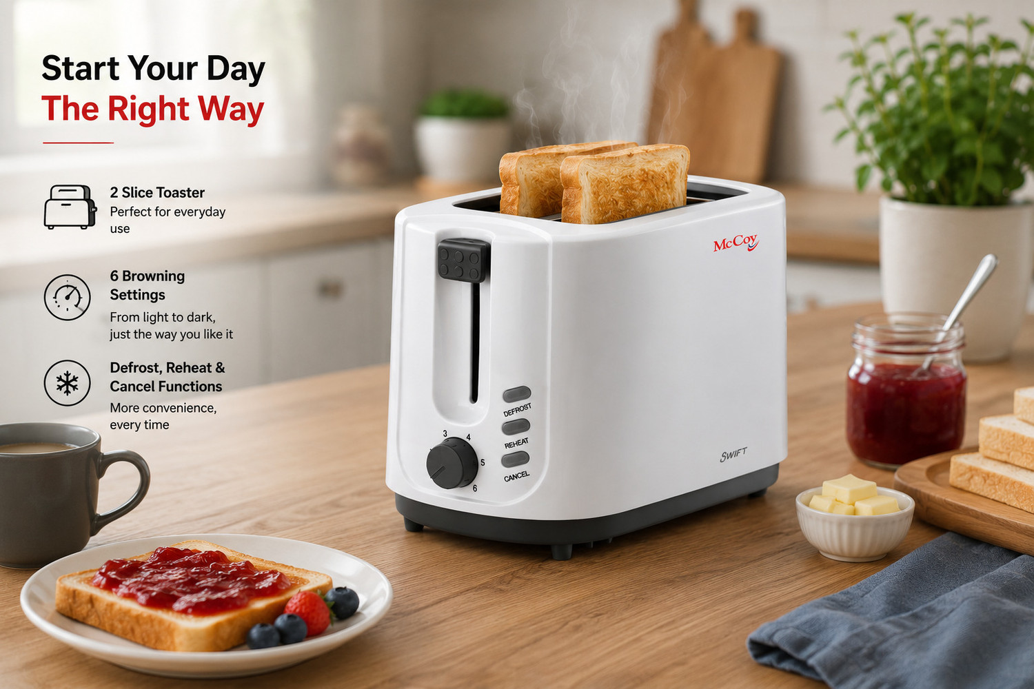 Image of Mccoy by Pop-Up Toaster Swift 750 W Pop Up Toaster