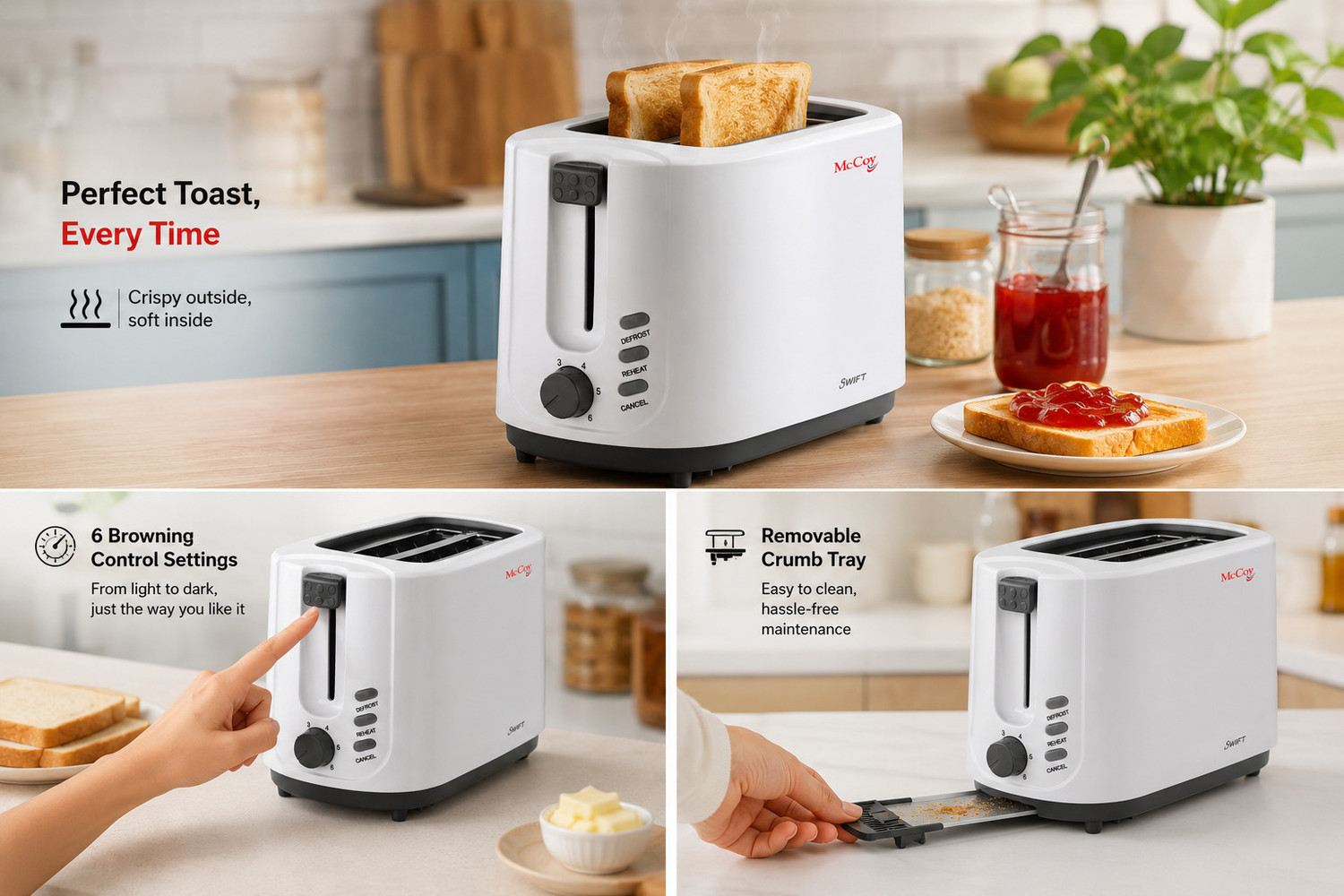 Image of Mccoy by Pop-Up Toaster Swift 750 W Pop Up Toaster
