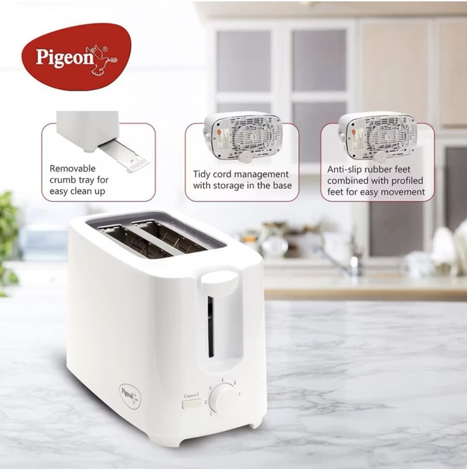 Image of Pigeon Bread Toaster 750 W Pop Up Toaster