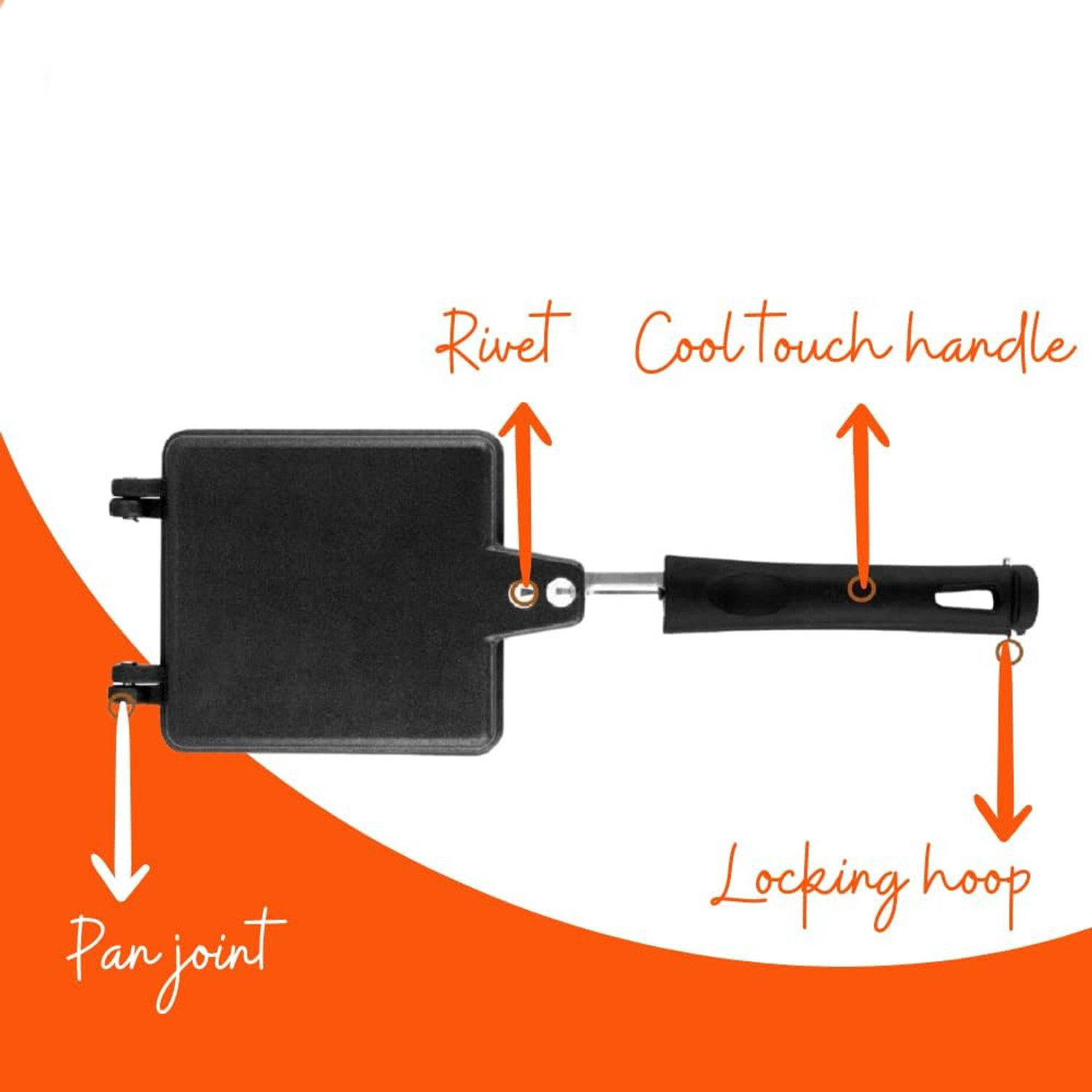 Image of RECTITUDE Thickness Grill Sandwich Maker Compatible with Jumbo Grill Gas Long Cool Handles 2 W Pop Up Toaster