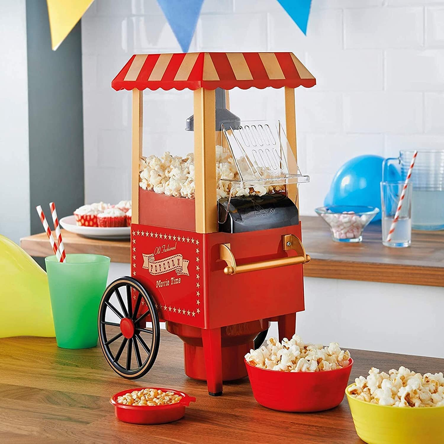 Image of stylecrafted 1200W Popcorn Machine for Home Large Capacity Fast Popping Maker big-popcorn-maker-red-1200w-8 500 g Popcorn Maker