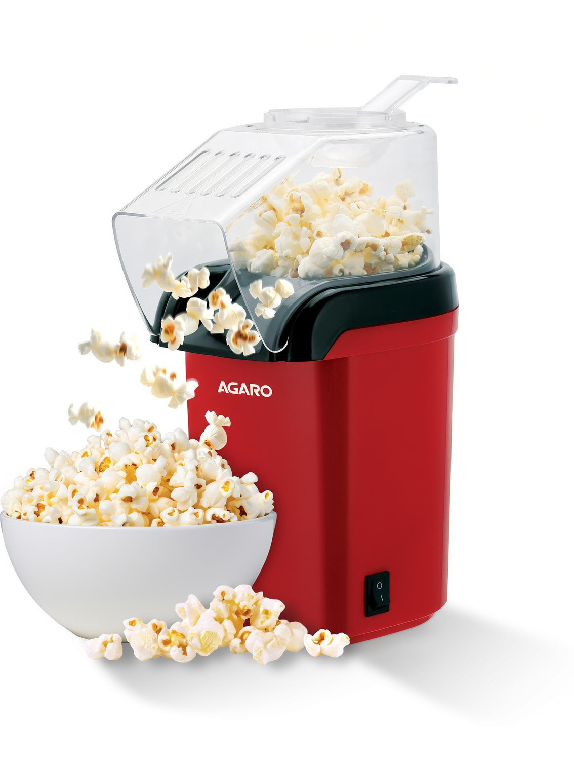Image of AGARO Delite Electric Popcorn Maker, 1200W Hot Air Popper Oil-Free Healthy Snacks for Kids in 2 Mins, 98% Popping Rate with Measuring Cup 2 L Popcorn Maker