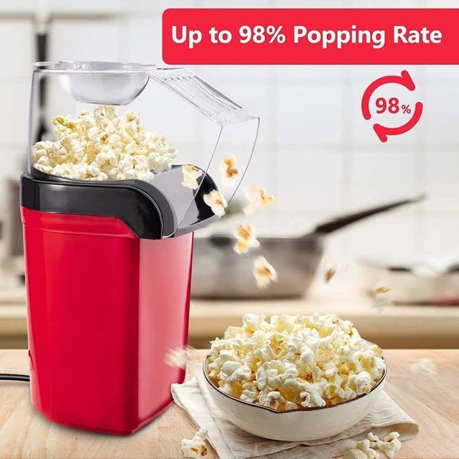 NHOUSE 1200W Hot Air Popcorn Maker 60g - Image 4