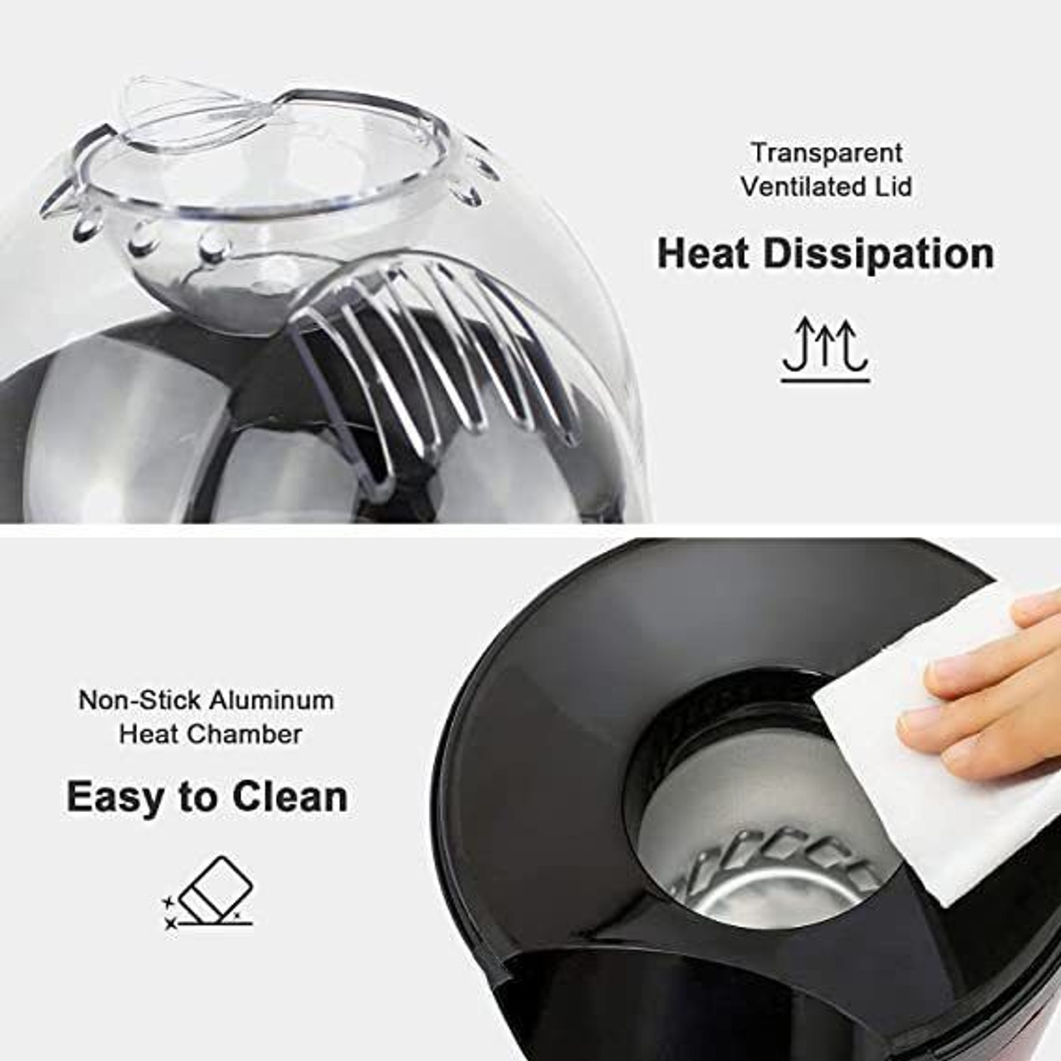 Image of NHOUSE Popcorn Maker Household Automatic Popcorn Machine 300 ml Popcorn Make Popcorn Machine - Oil Mini Hot Air Popcorn Machine Snack Maker Portable Electric 500 L Popcorn Maker