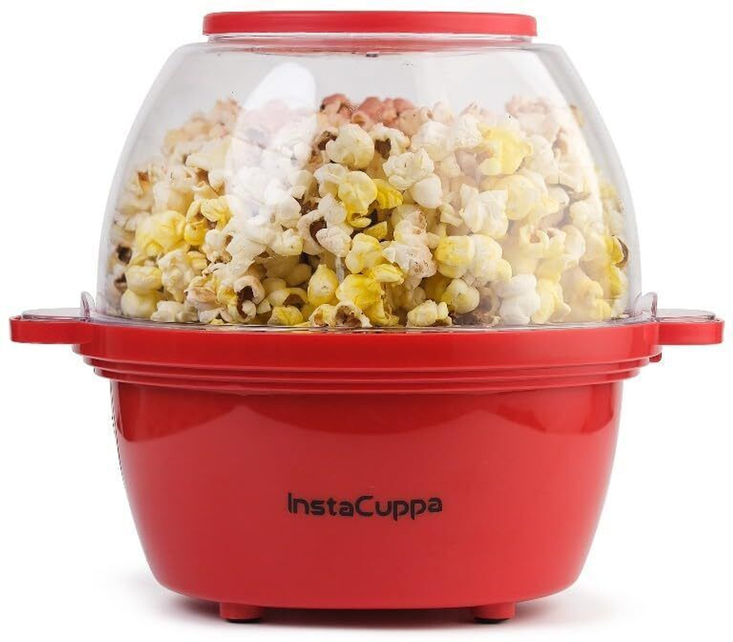 Image of INSTACUPPA Electric Popcorn Maker | Automatic One-Button Non-Stick Popper | Large Transparent Lid as Serving Bowl | Butter & Seasoning Tray, Cool-Touch Base 1800 ml Popcorn Maker