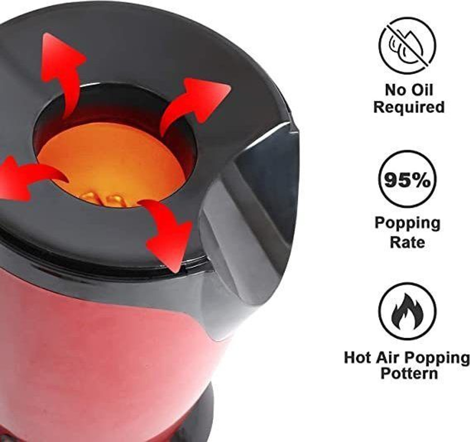 Image of NHOUSE Popcorn Maker Household Automatic Popcorn Machine 300 ml Popcorn Make Popcorn Machine - Oil Mini Hot Air Popcorn Machine Snack Maker Portable Electric 500 L Popcorn Maker