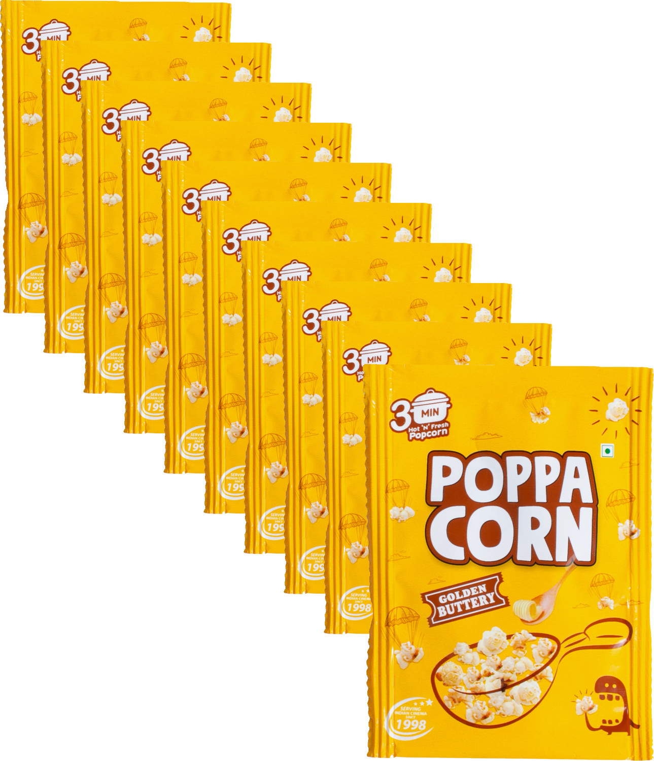 Image of poppacorn Instant Cooker Popcorn 35gX10 Pouches Imported Corn Kernels Golden Buttery Popcorn