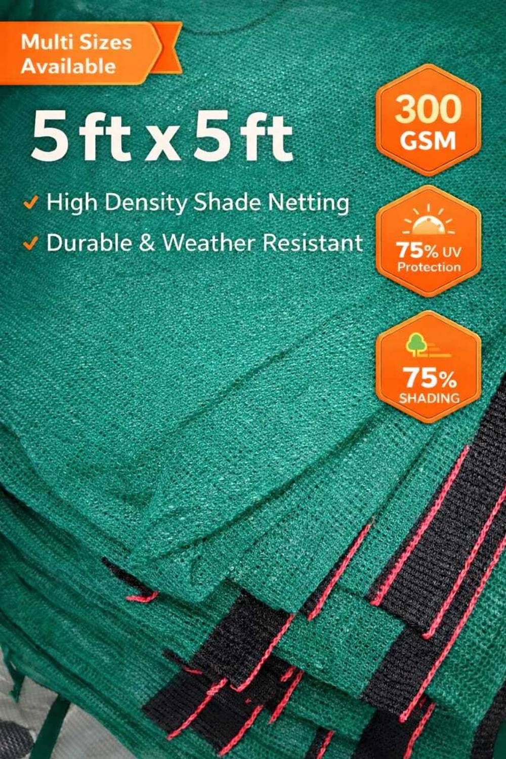 Avishi Multipurpose Green Net with 75% UV Protection, 1.5mX1.5m (5Ft.X5Ft.) Garden Net Portable Green House