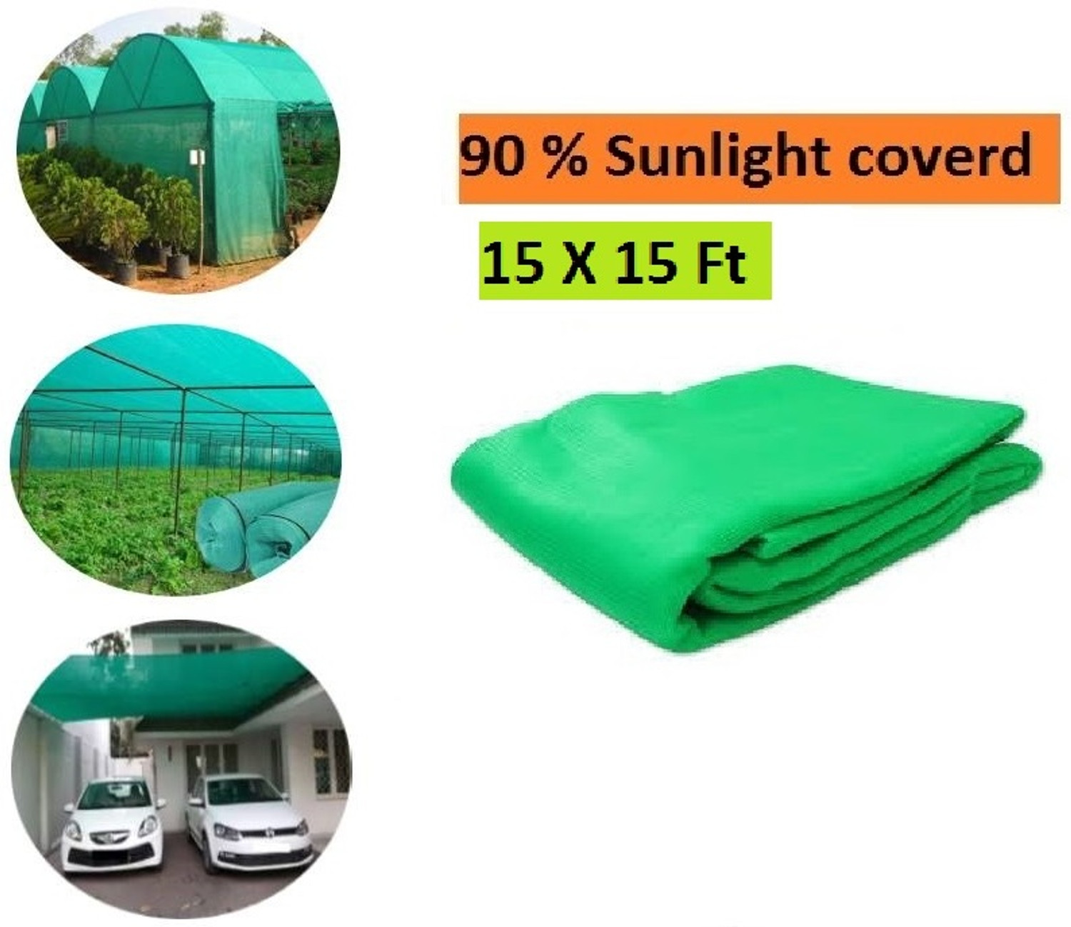 Image of FRILL Green Shade Net for Garden | Green net for Balcony, 90% HIGH Density 15 x 15 ft Portable Green House