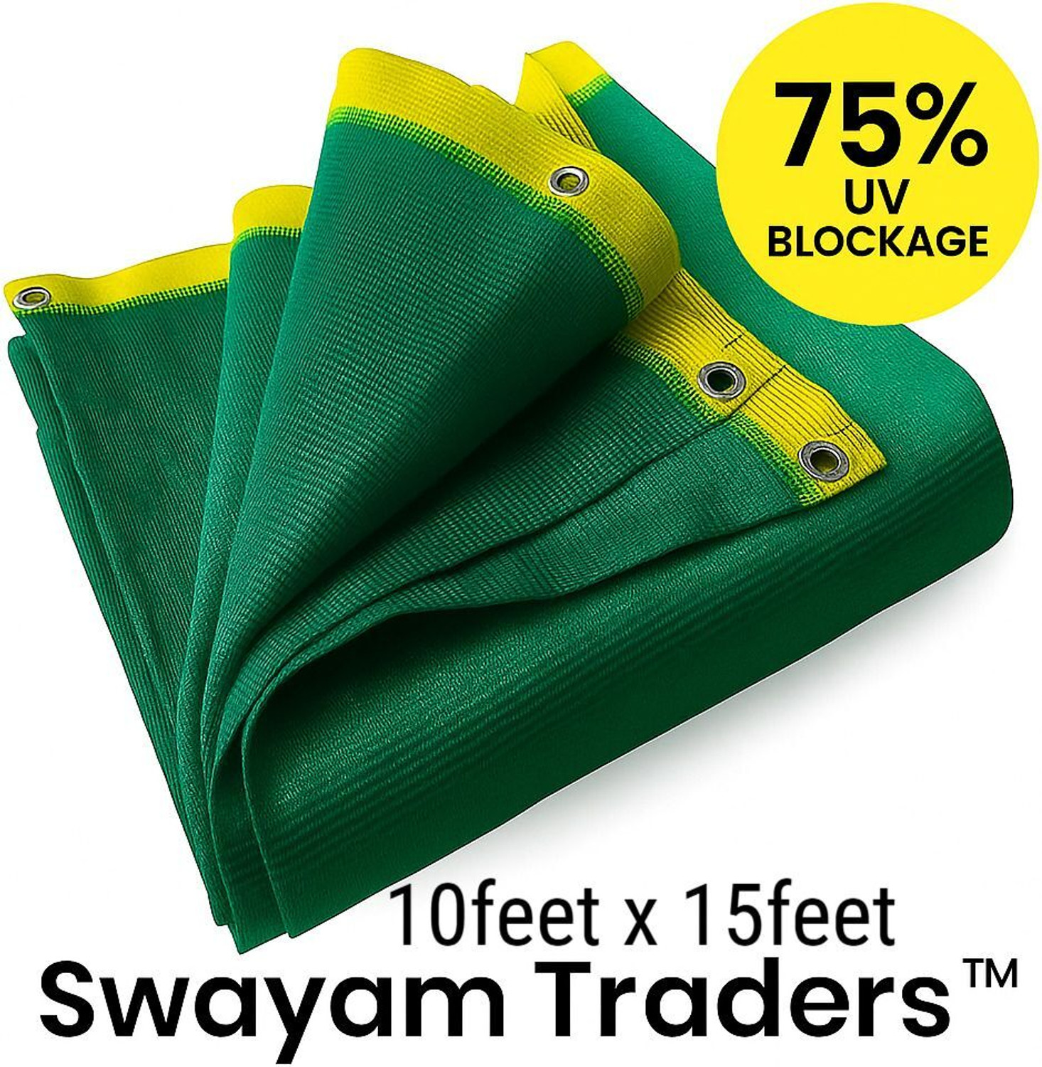 Image of Swayam Traders Green Shade Net for Agriculture & Nursery | 10 ft*15 ft 75% Sun Protection Portable Green House