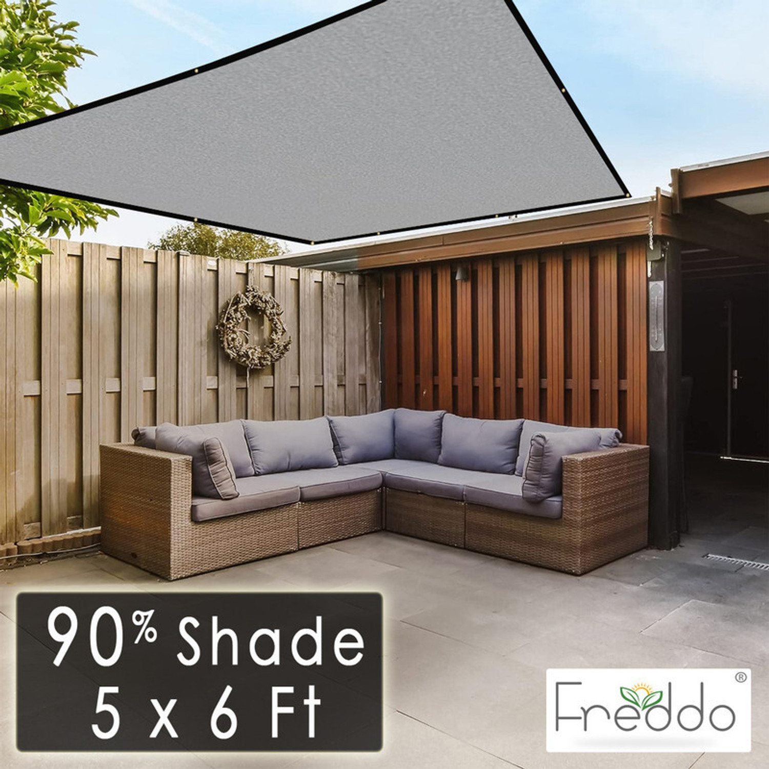 Image of Freddo Sun Shade Net 5 X 6 Ft With Brass Eyelet 90% Sun and UV Blockage Portable Green House