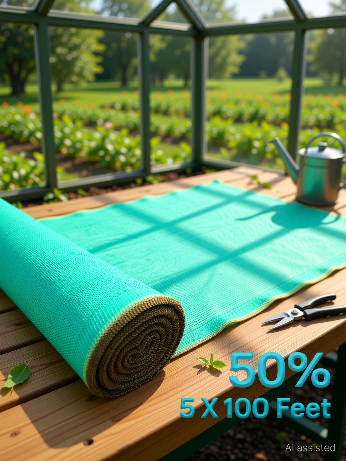 Image of Buildingshop UV Stabilized Net 50% Sun /Water Block - (1.5 Meter(5 Ft) X 30 Meter(100 Ft)) Portable Green House