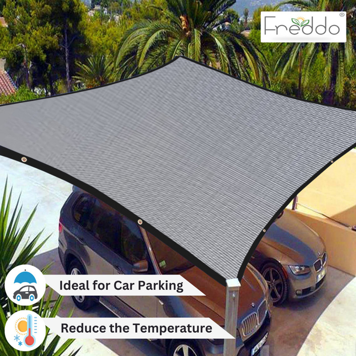 Image of Freddo Sun Shade Net 5 X 6 Ft With Brass Eyelet 90% Sun and UV Blockage Portable Green House