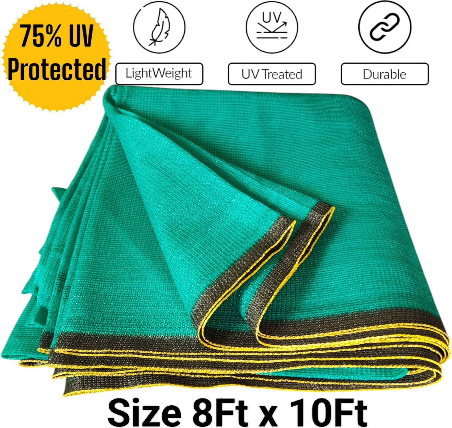 cappy Green Shade Net(8Ft x 10Ft)- 75% Sunlight Block Multipurpose For Garden/Balcony Portable Green House