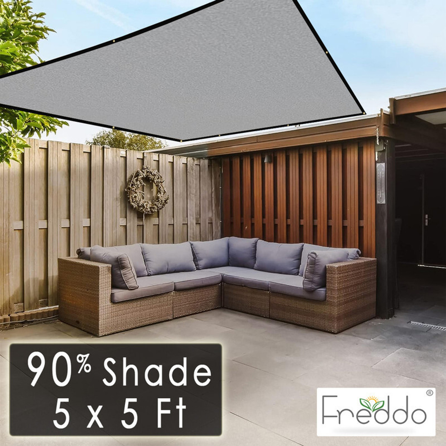 Image of Freddo Sun Shade Net 5 X 5 Ft With Brass Eyelet 90% Sun and UV Blockage Portable Green House