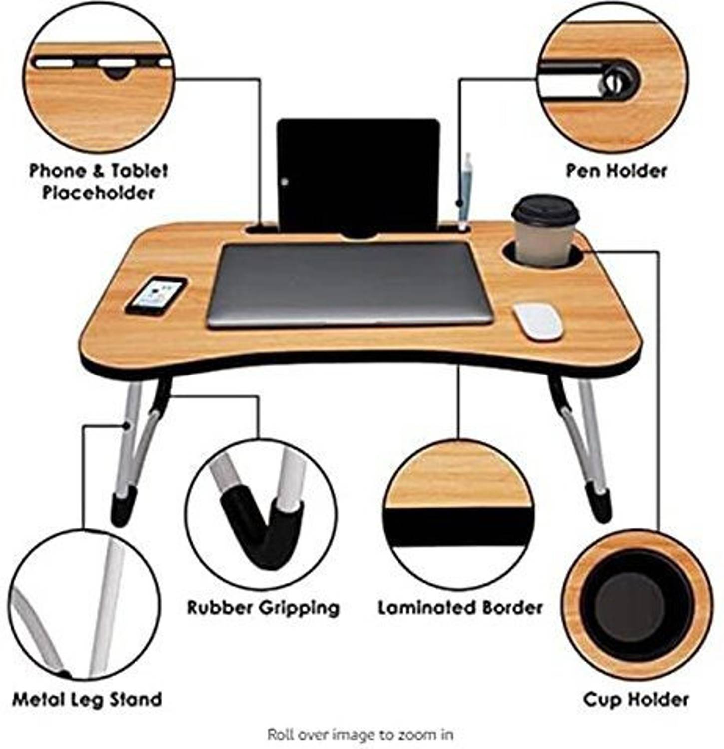 UKDIMUKDI Wood Portable Laptop Table - Image 2