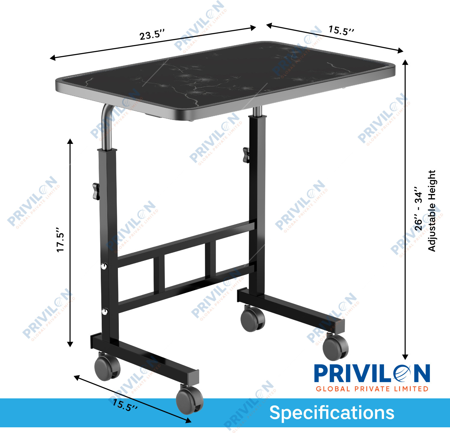 Image of PRIVILON HEIGHT ADJUSTABLE Metal Portable Laptop Table