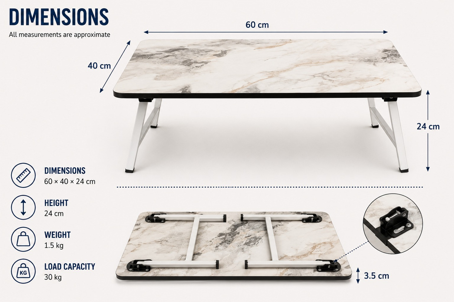 Image of Rite Smart Desk Fold 60 Wood Portable Laptop Table
