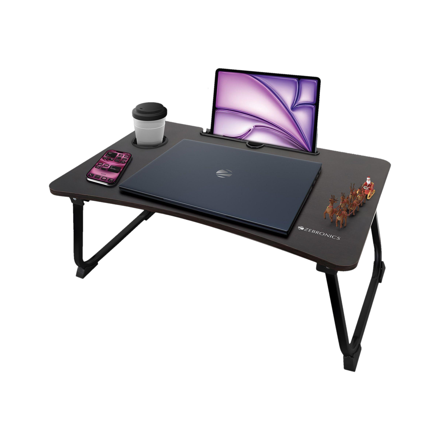Image of ZEBRONICS ZEB - DOW Y2 (Black) Wood Portable Laptop Table