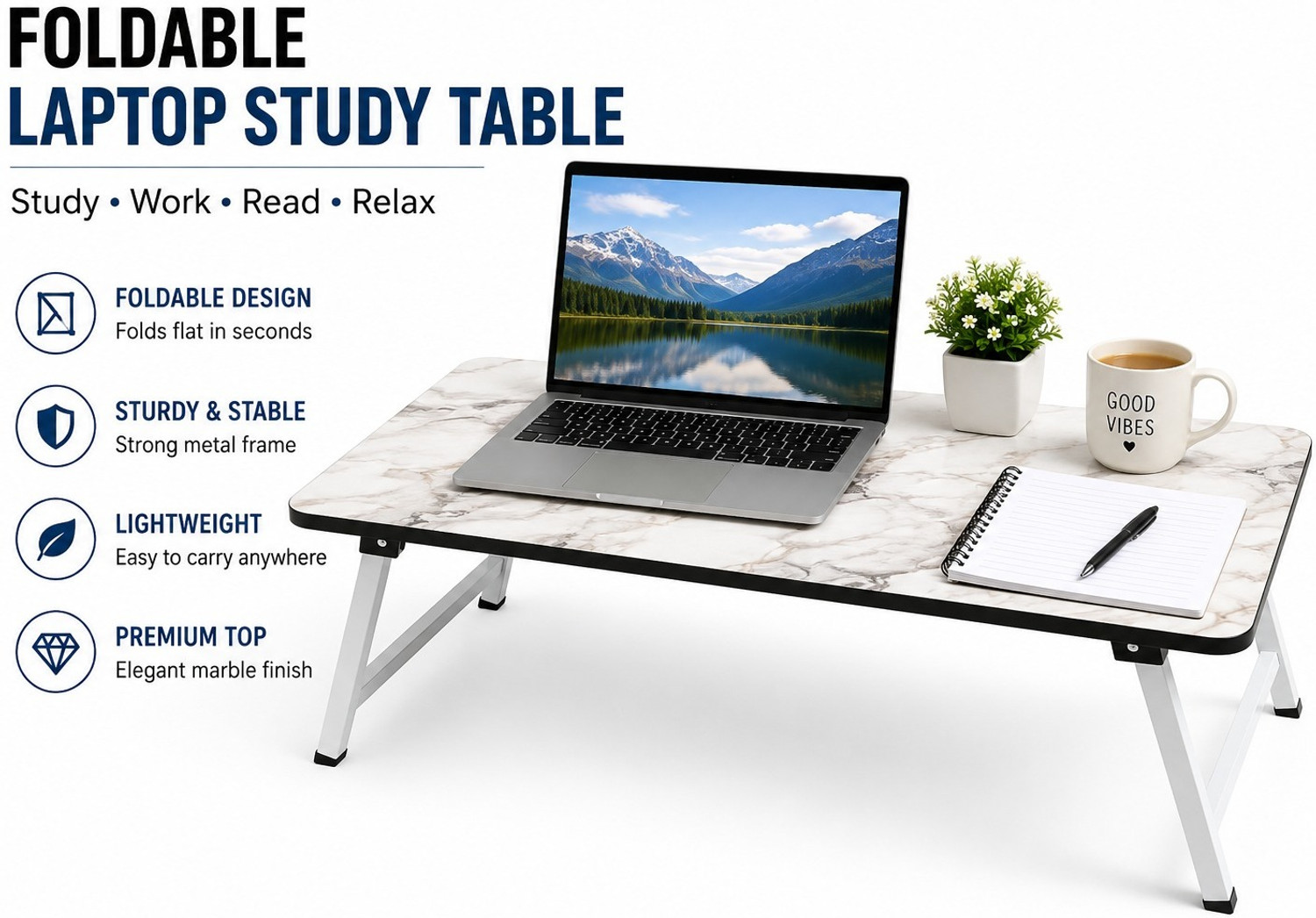 Image of Rite Smart Desk Fold 60 Wood Portable Laptop Table