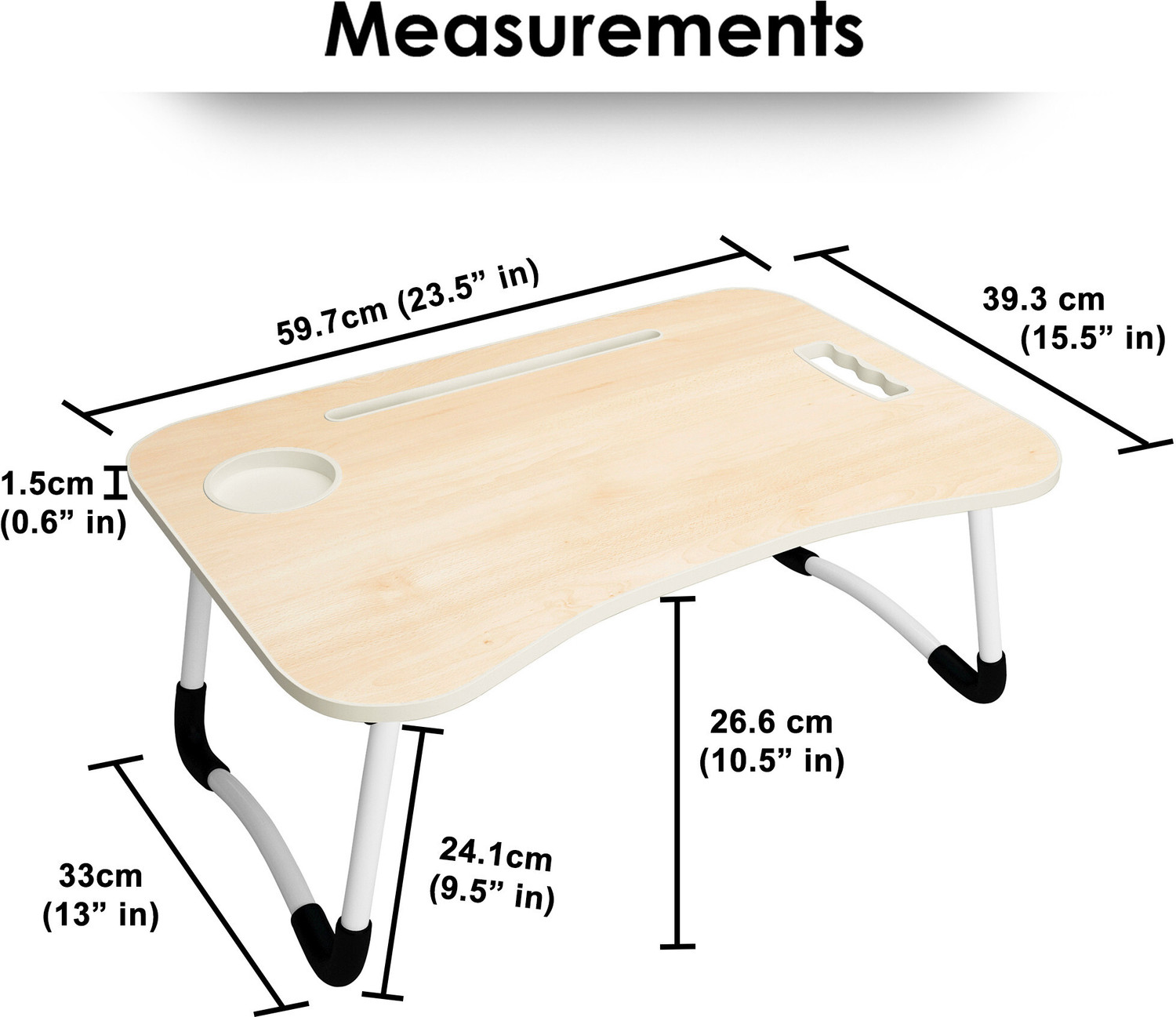 Image of Story@home LT4004 Wood Portable Laptop Table (Finish Color - White Mapple, Pre Assembled)