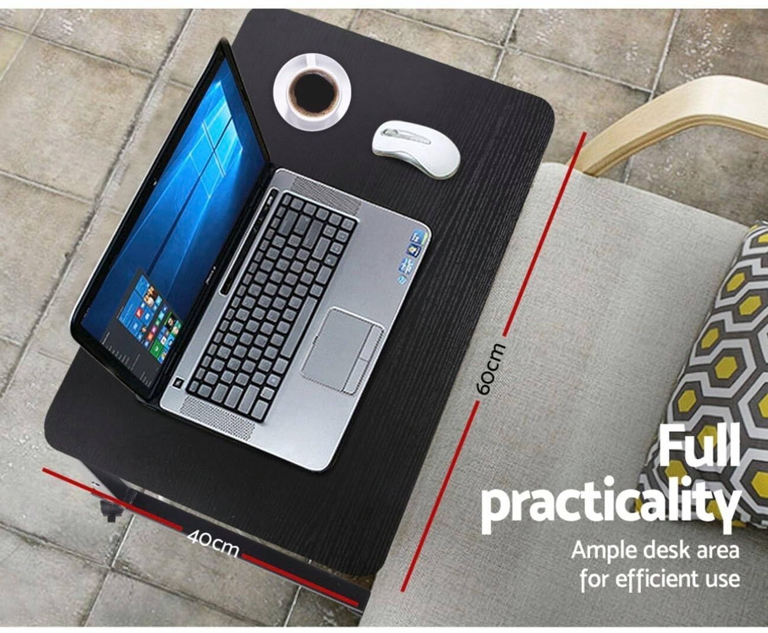 Image of Kitchora Multi Purpose Laptop Table Wooden (60 X 60 X 40 Cm) Metal Portable Laptop Table