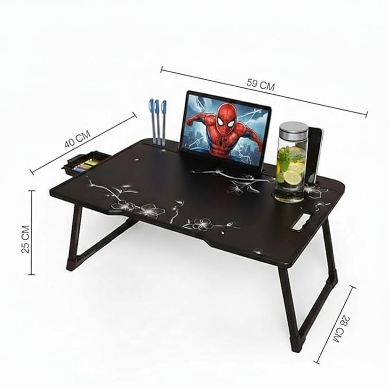 Image of BELORG Wood Portable Laptop Table (Finish Color - FLOWER, Pre Assembled)