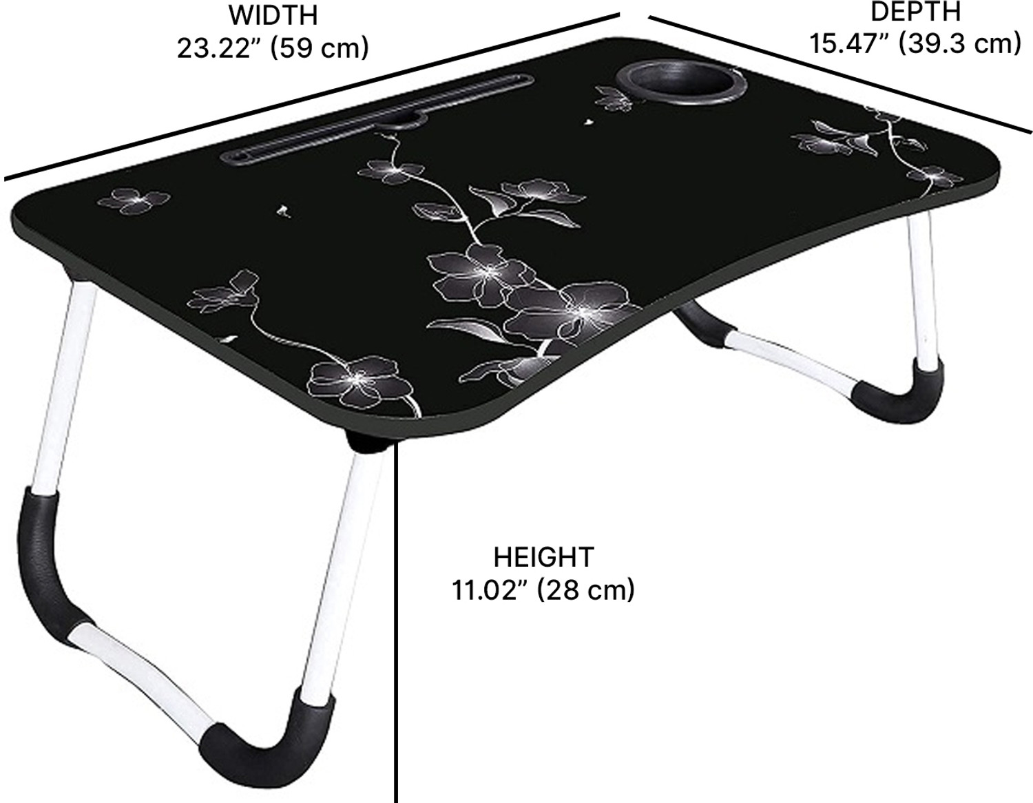 Image of FurniGully Multipurpose Foldable with Cup Holder, Study , Bed Metal Portable Laptop Table