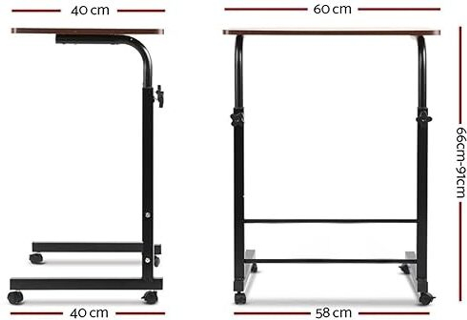 Image of JINKEY Height Adjustable Laptop Table with Wheels Portable Study Desk for Home Office Wood Portable Laptop Table