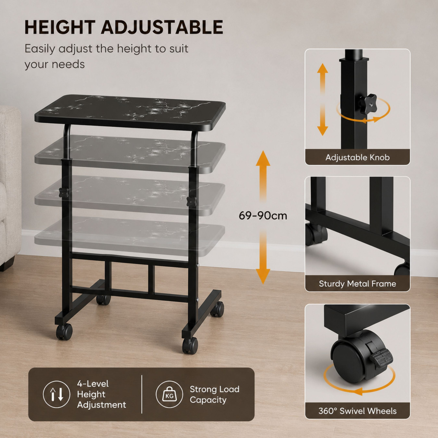Image of RV PRIME MART RV PRIME Adjustable Laptop Table Engineered Wood Multipurpose Table (Free Standing, Finish Color - Black, DIY(Do-It-Yourself))