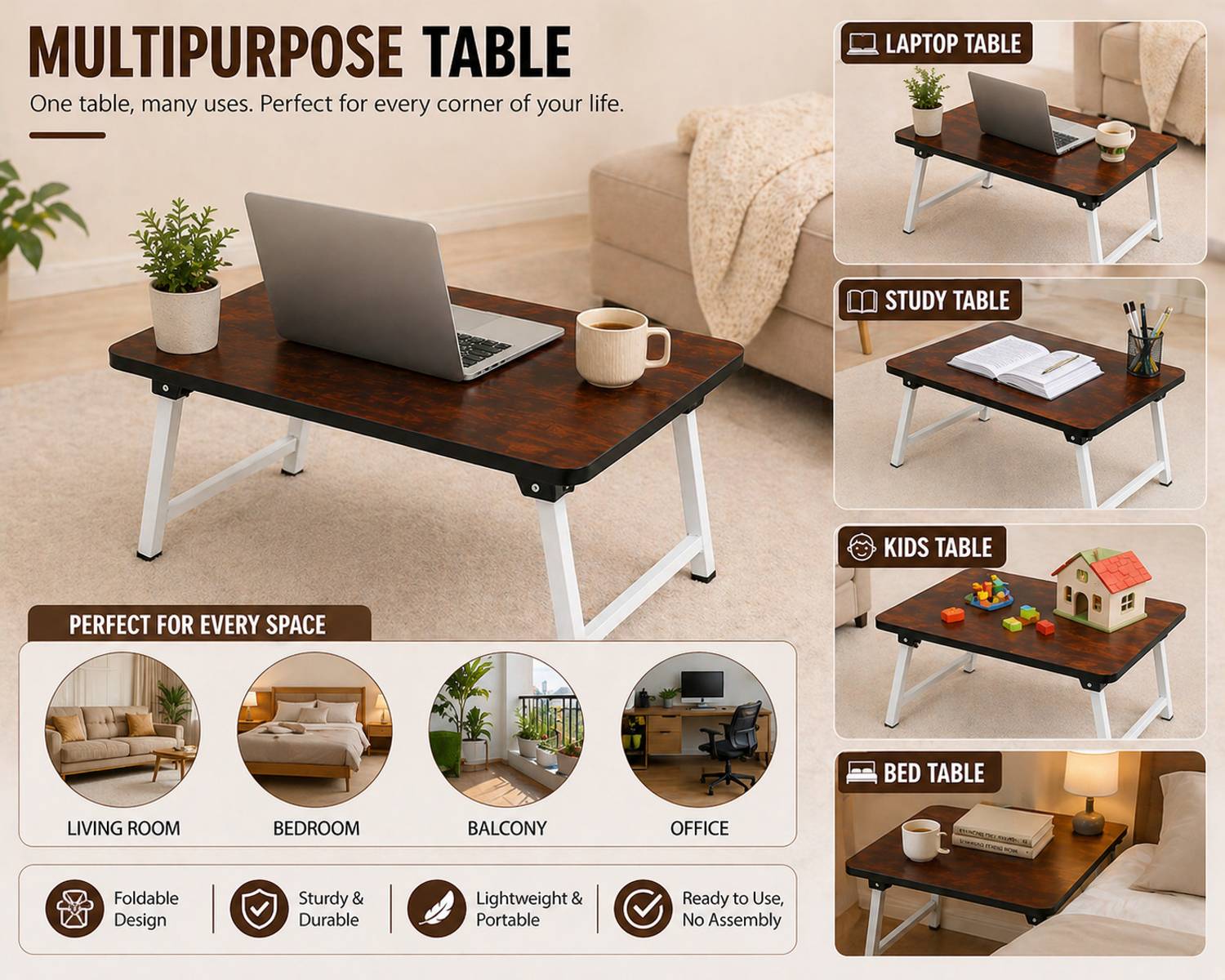 Rite Woodgrain Portable Laptop Table - Image 5